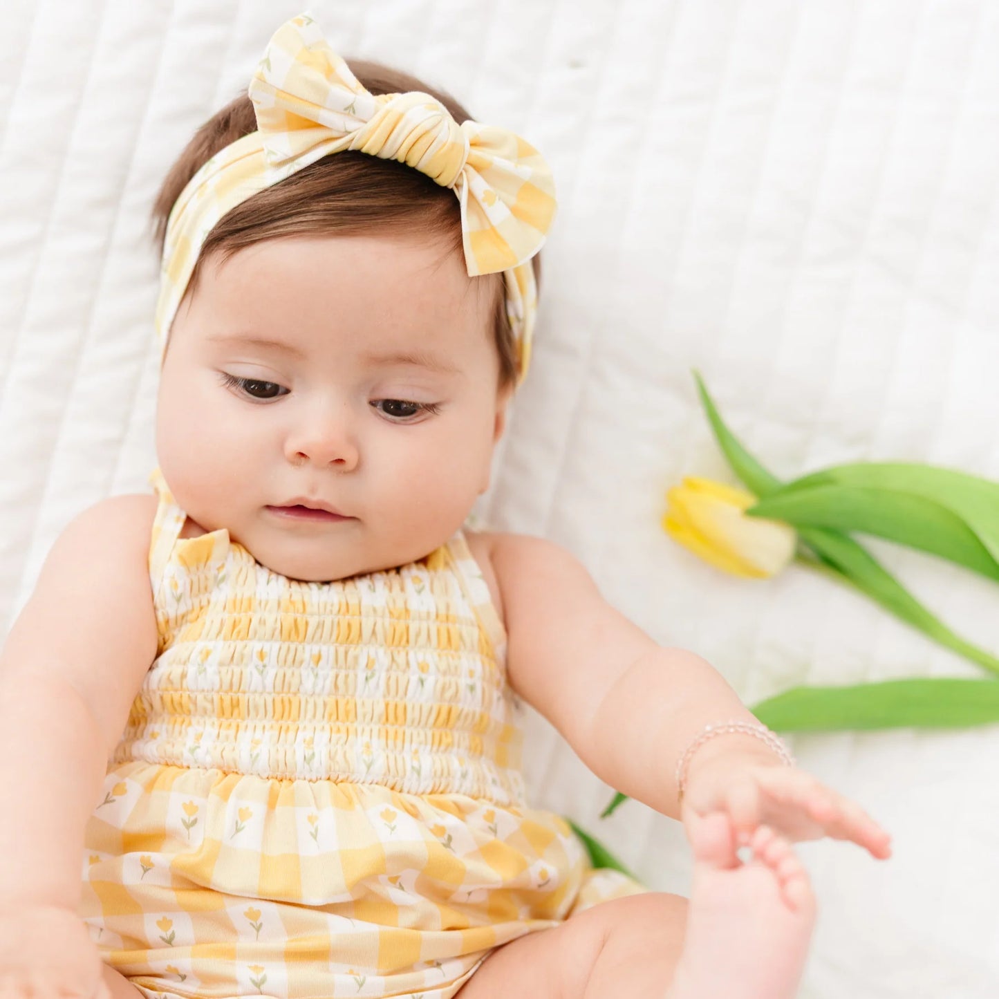 Ruffle Romper | Yellow Gingham Tulip