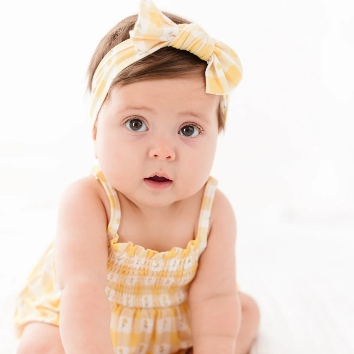 Ruffle Romper | Yellow Gingham Tulip