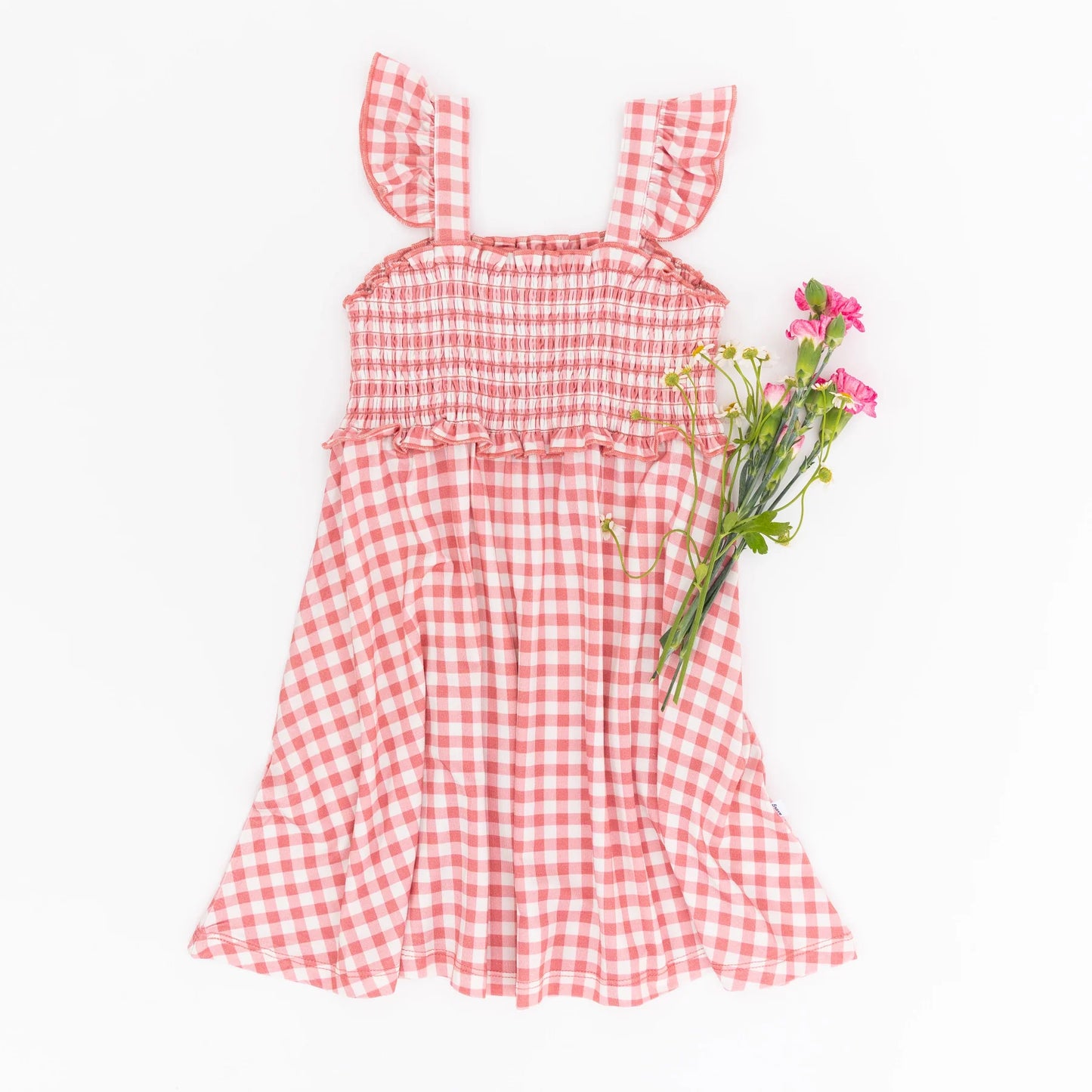 Flutter Sleeve Dress | Mauve Small Gingham