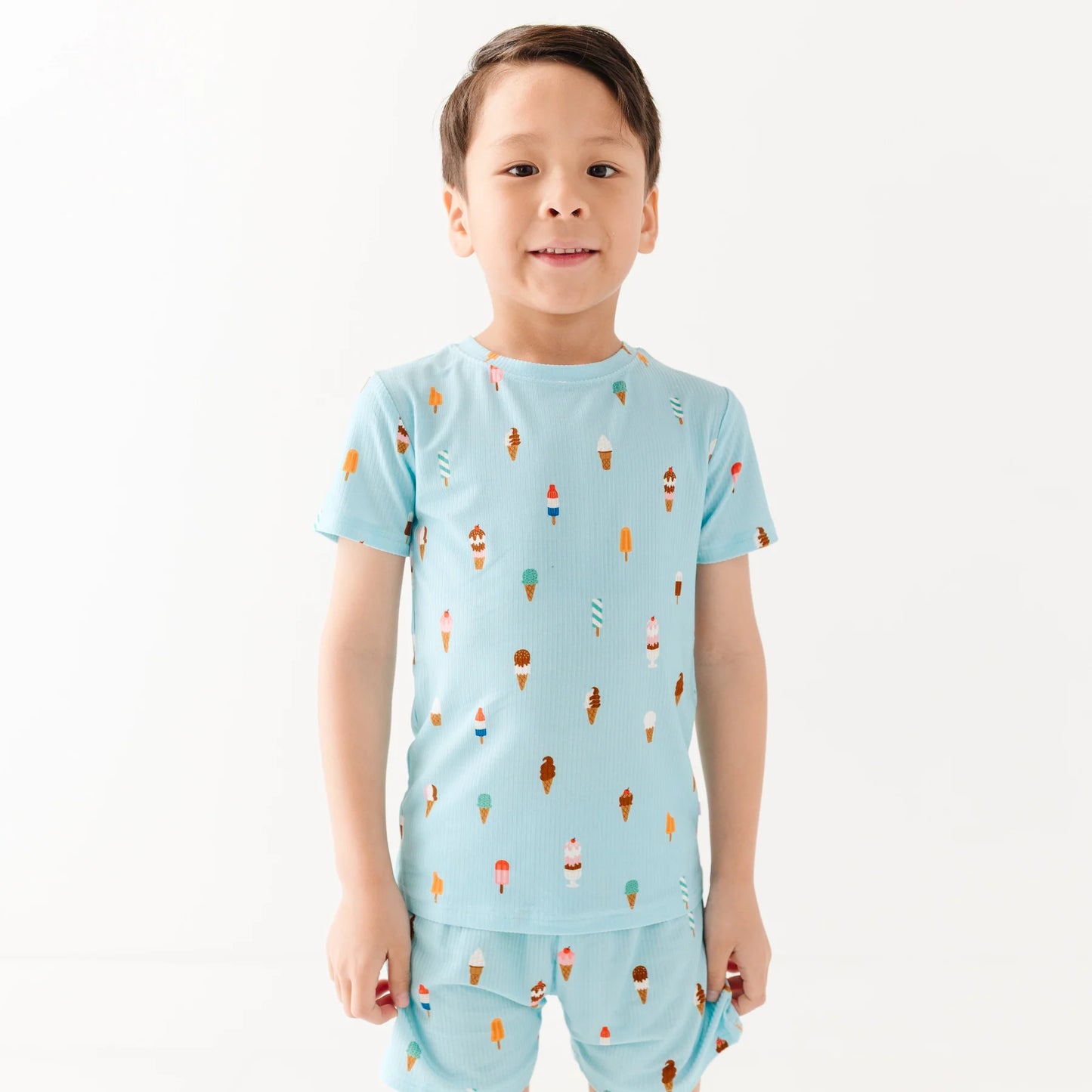 Shorts Bamboo Pajama Set | Ice Cream Shop (Ribbed)