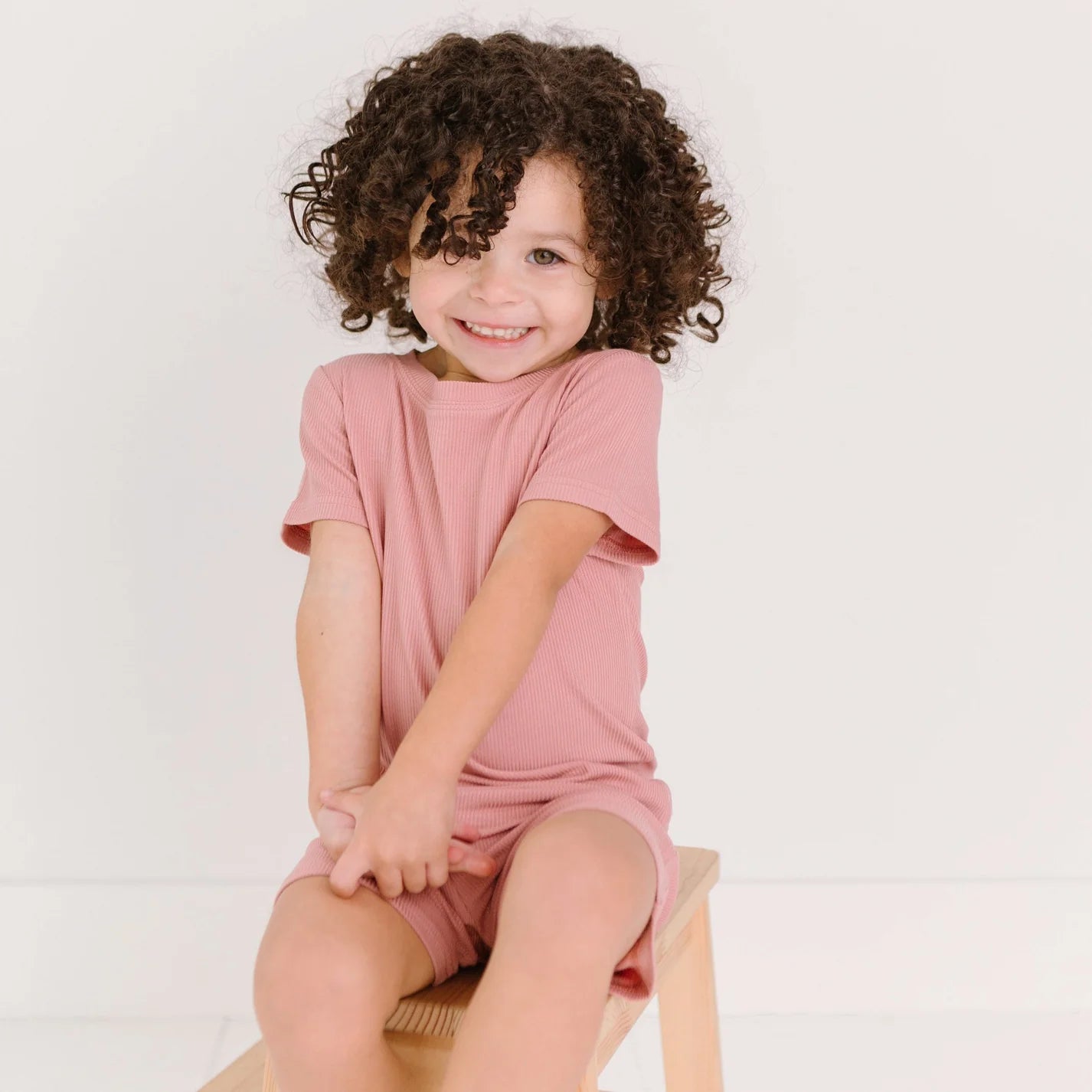 Shorts Two-Piece Bamboo Set | Mauve (Small Ribbed)