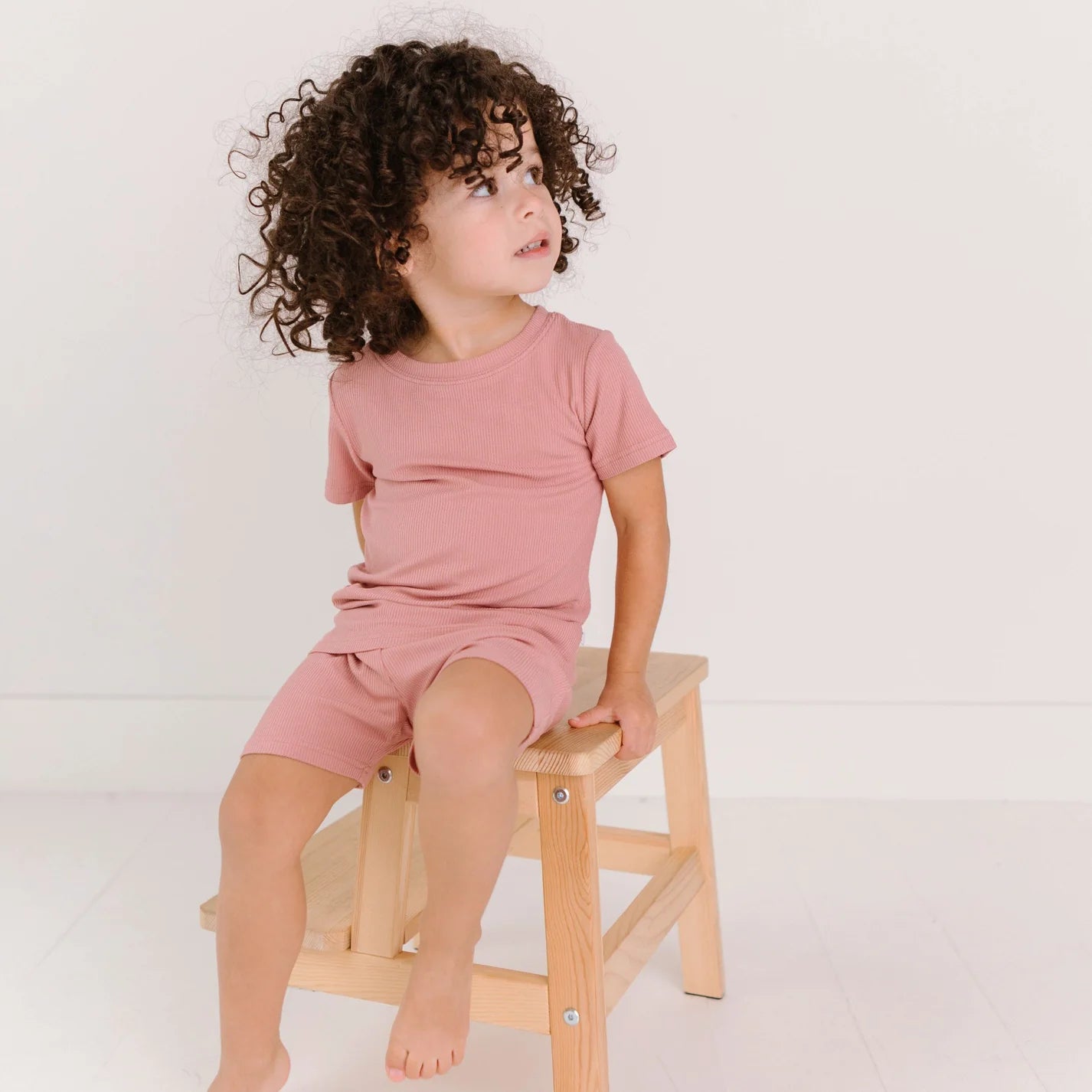 Shorts Two-Piece Bamboo Set | Mauve (Small Ribbed)