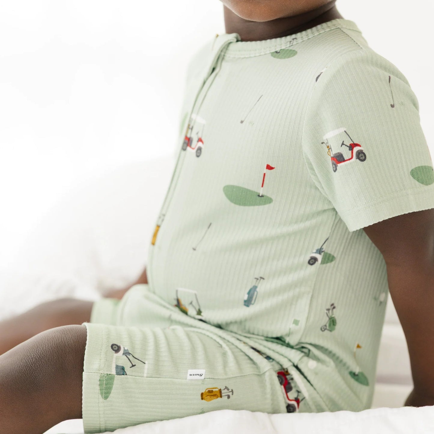 Bamboo Summer Zip Romper | Golf (Small Ribbed)