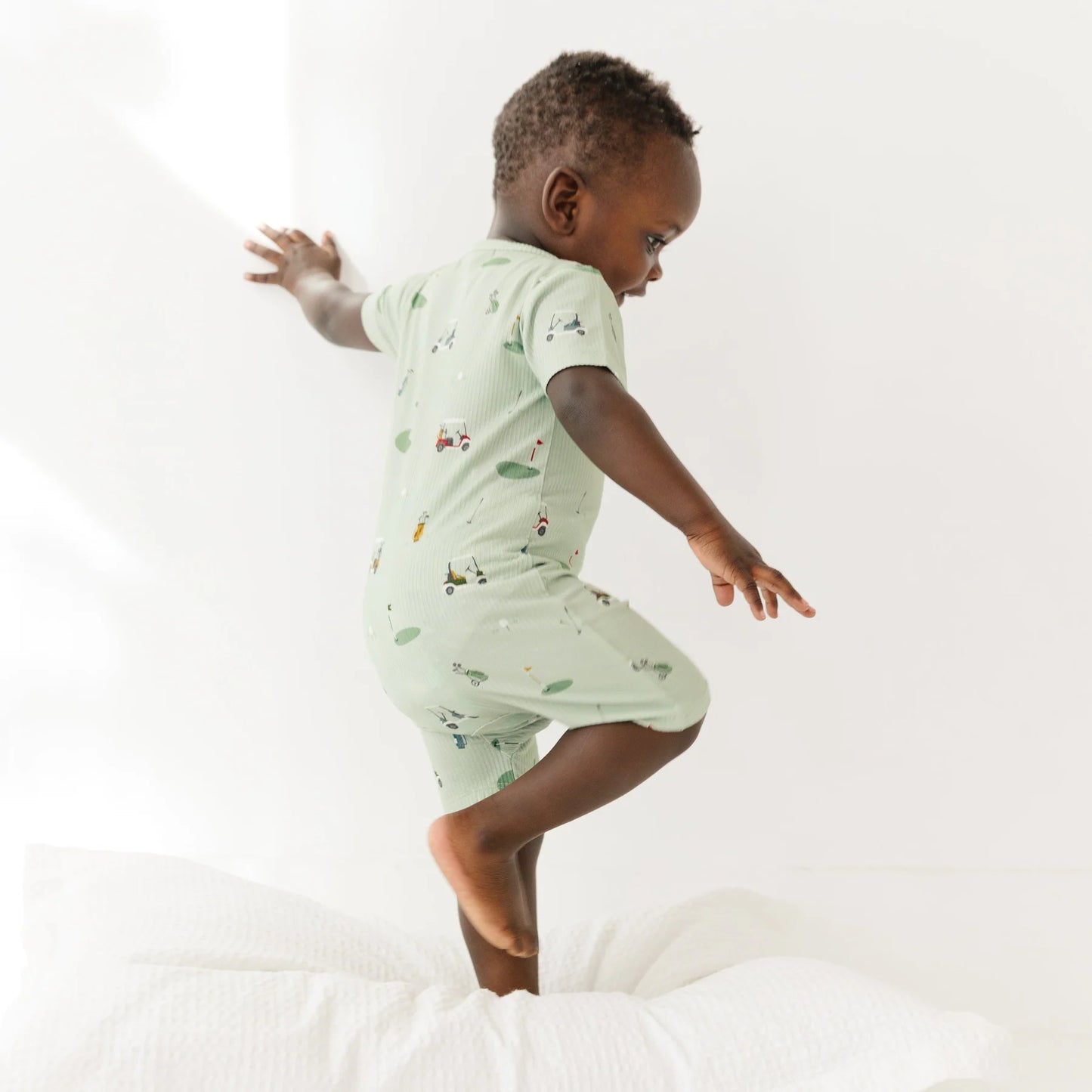 Bamboo Summer Zip Romper | Golf (Small Ribbed)