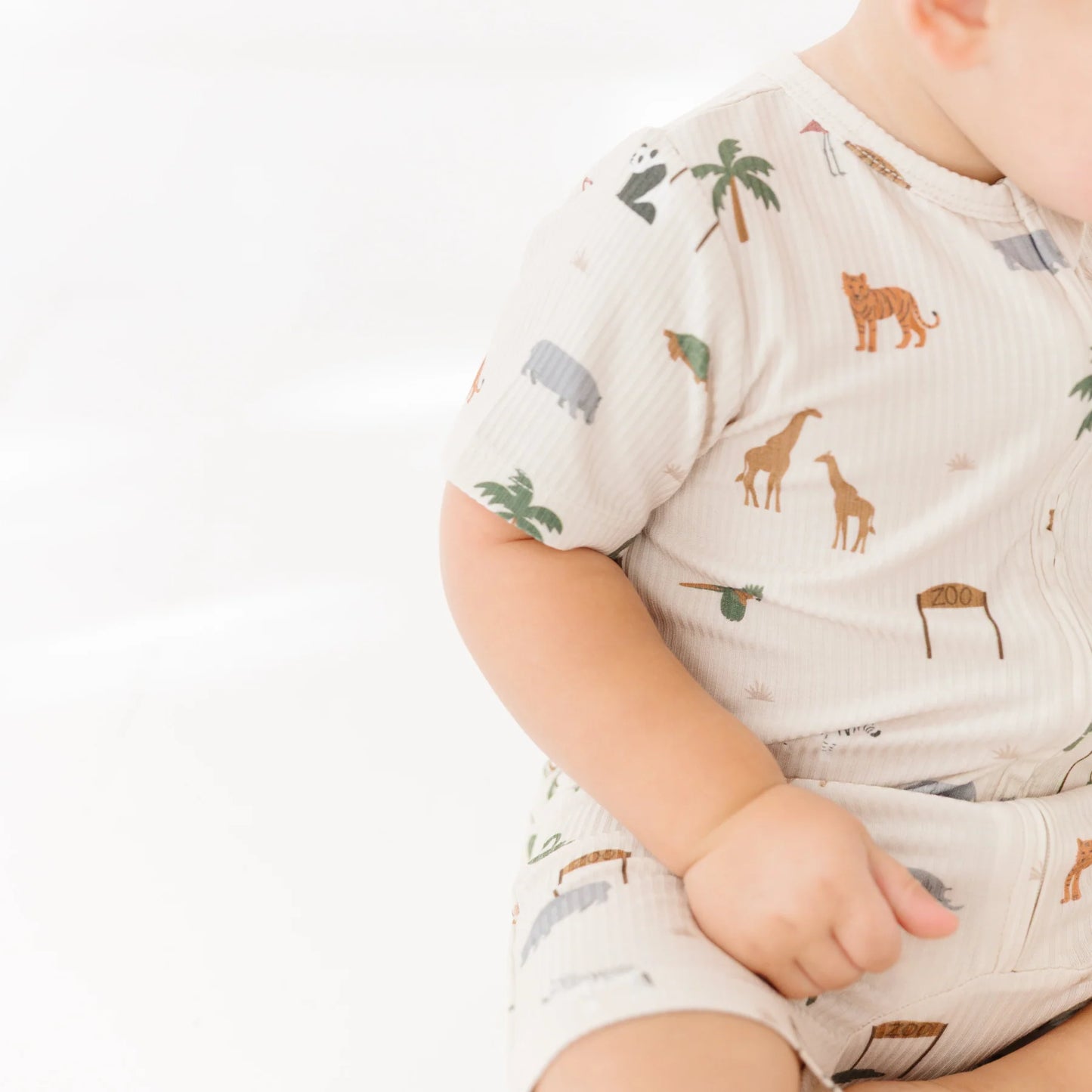 Bamboo Summer Zip Romper | Zoo Days (Ribbed)