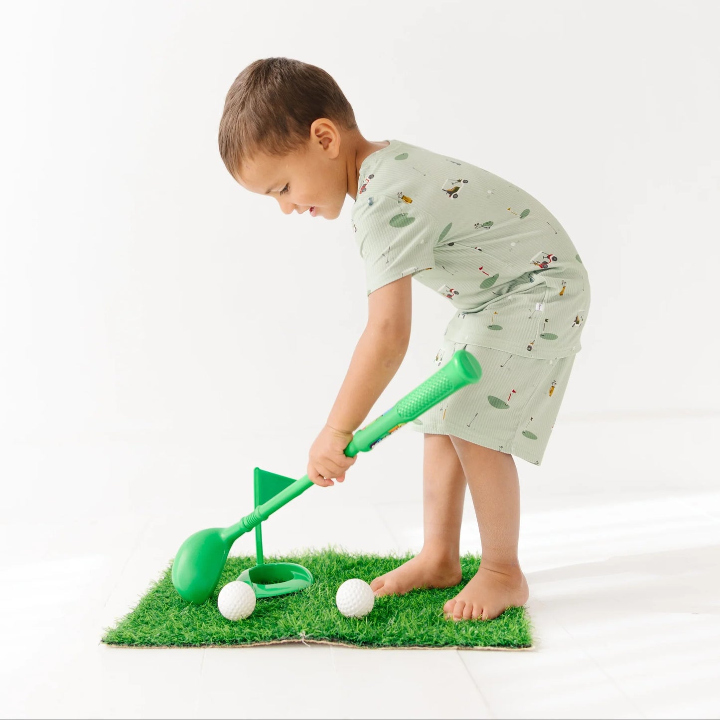 Shorts Bamboo Pajama Set | Golf (Small Ribbed)