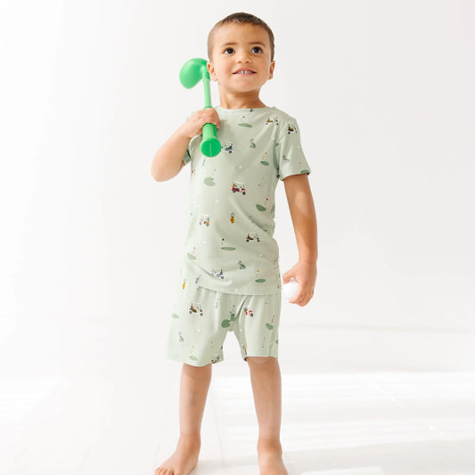 Shorts Bamboo Pajama Set | Golf (Small Ribbed)