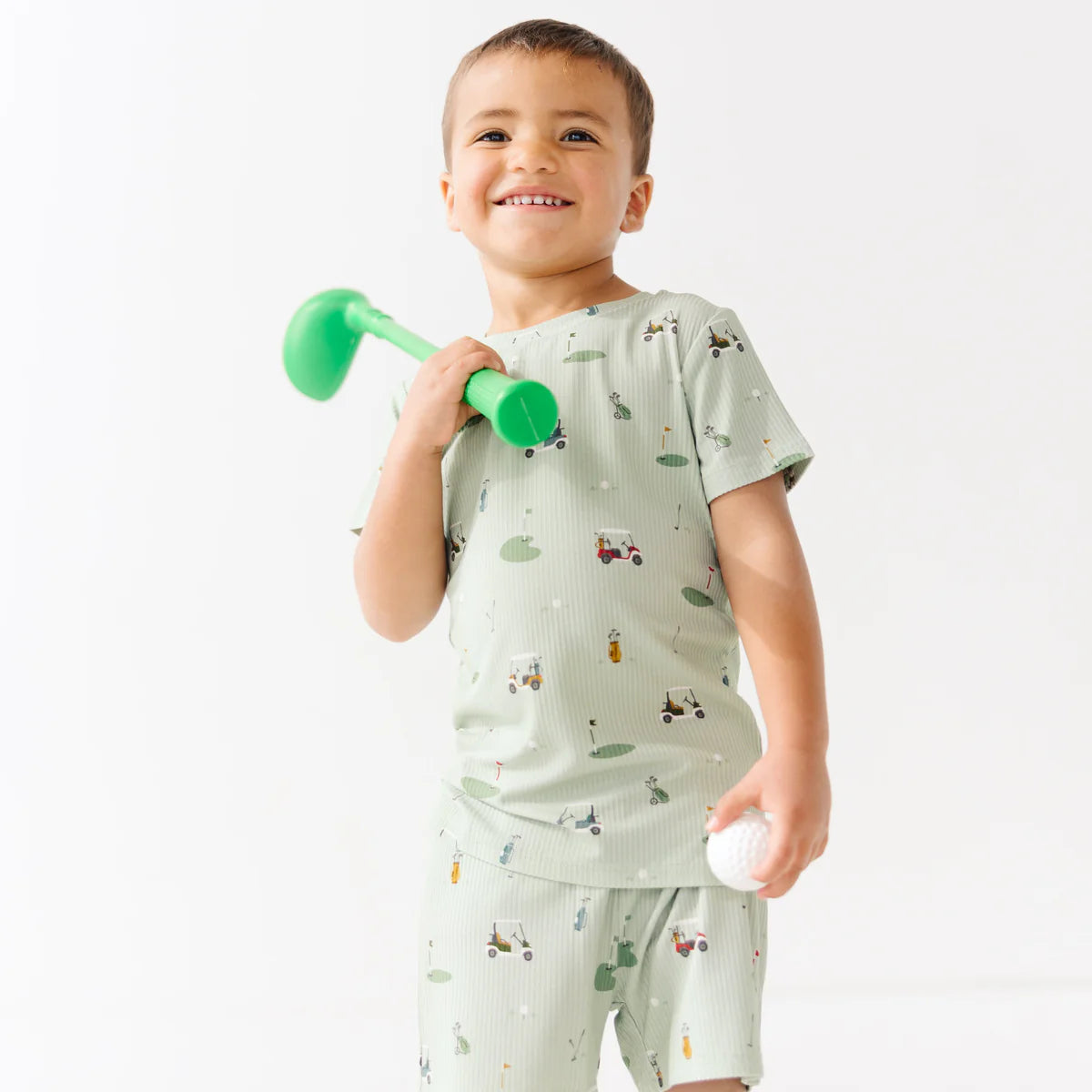 Shorts Bamboo Pajama Set | Golf (Small Ribbed)