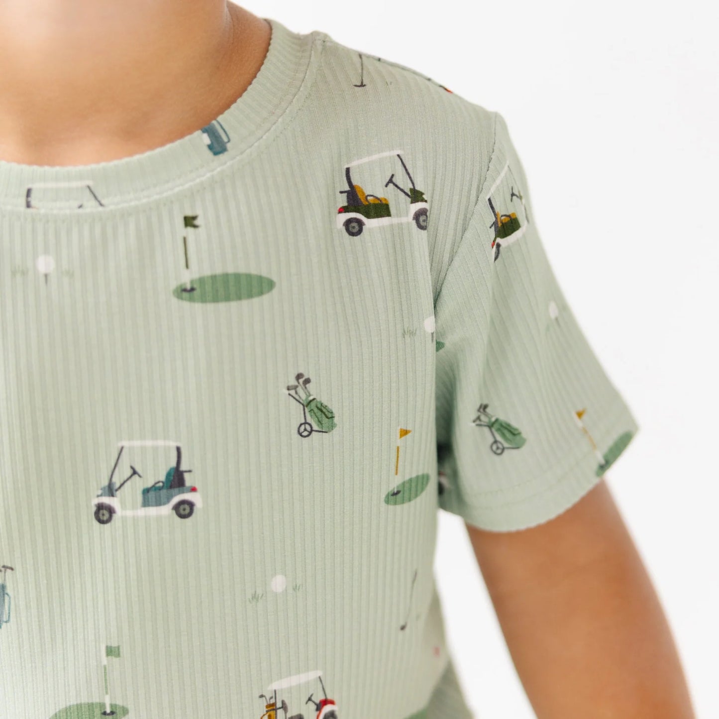Shorts Bamboo Pajama Set | Golf (Small Ribbed)