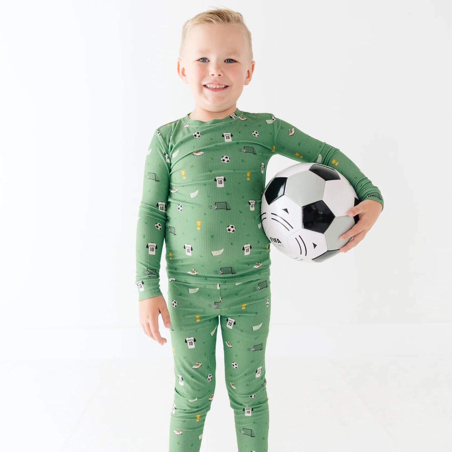 Bamboo Pajama Set | Soccer (Small Ribbed)