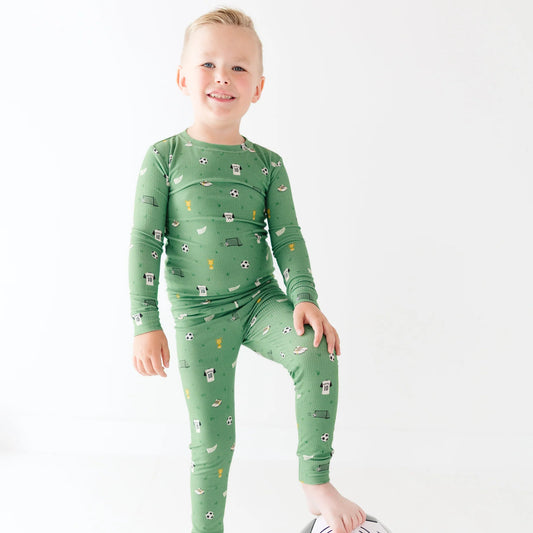 Bamboo Pajama Set | Soccer (Small Ribbed)
