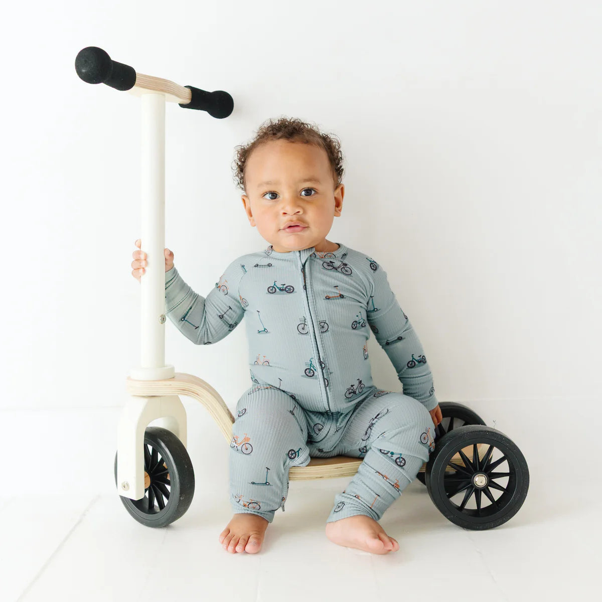 Bamboo Zip Sleeper w/ Fold-Over Feet | Bicycles & Scooters (Small Ribbed)