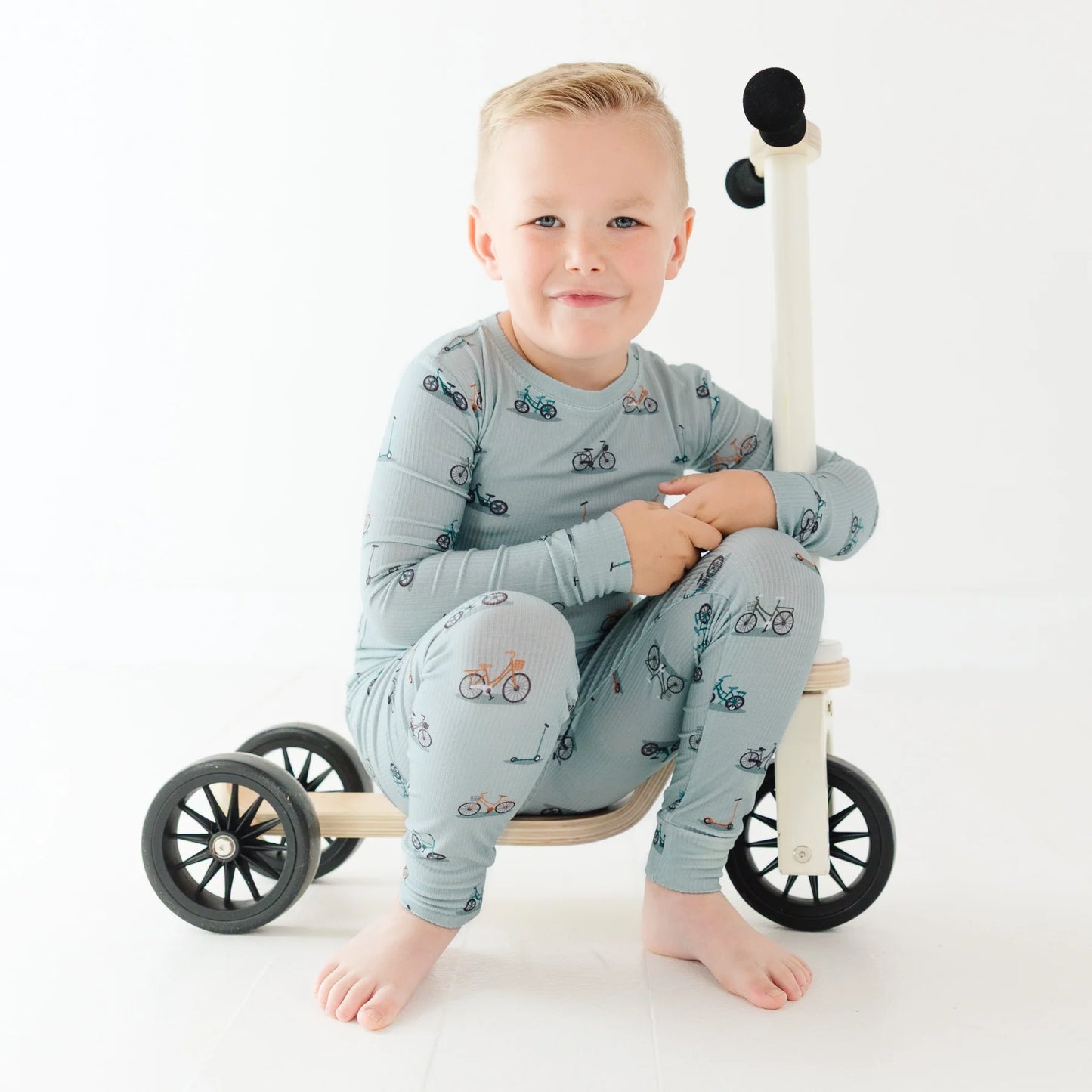 Bamboo Pajama Set | Bicycles & Scooters (Small Ribbed)