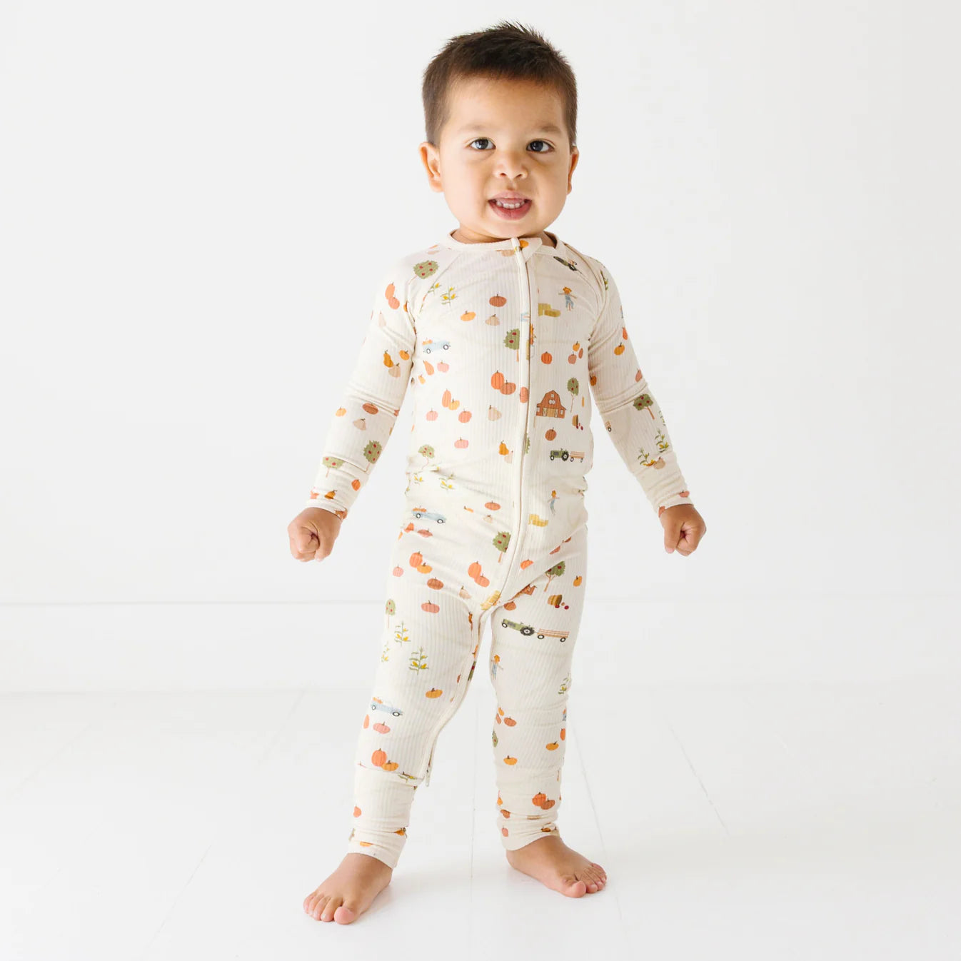 Bamboo Sleeper w/ Fold-Over Feet  | Pumpkin Patch (Ribbed)