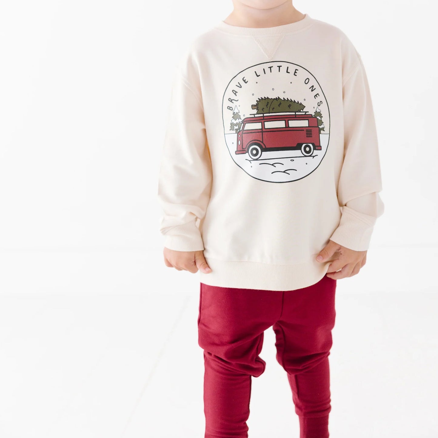 Maroon VW on Cream Bamboo French Terry Pullover