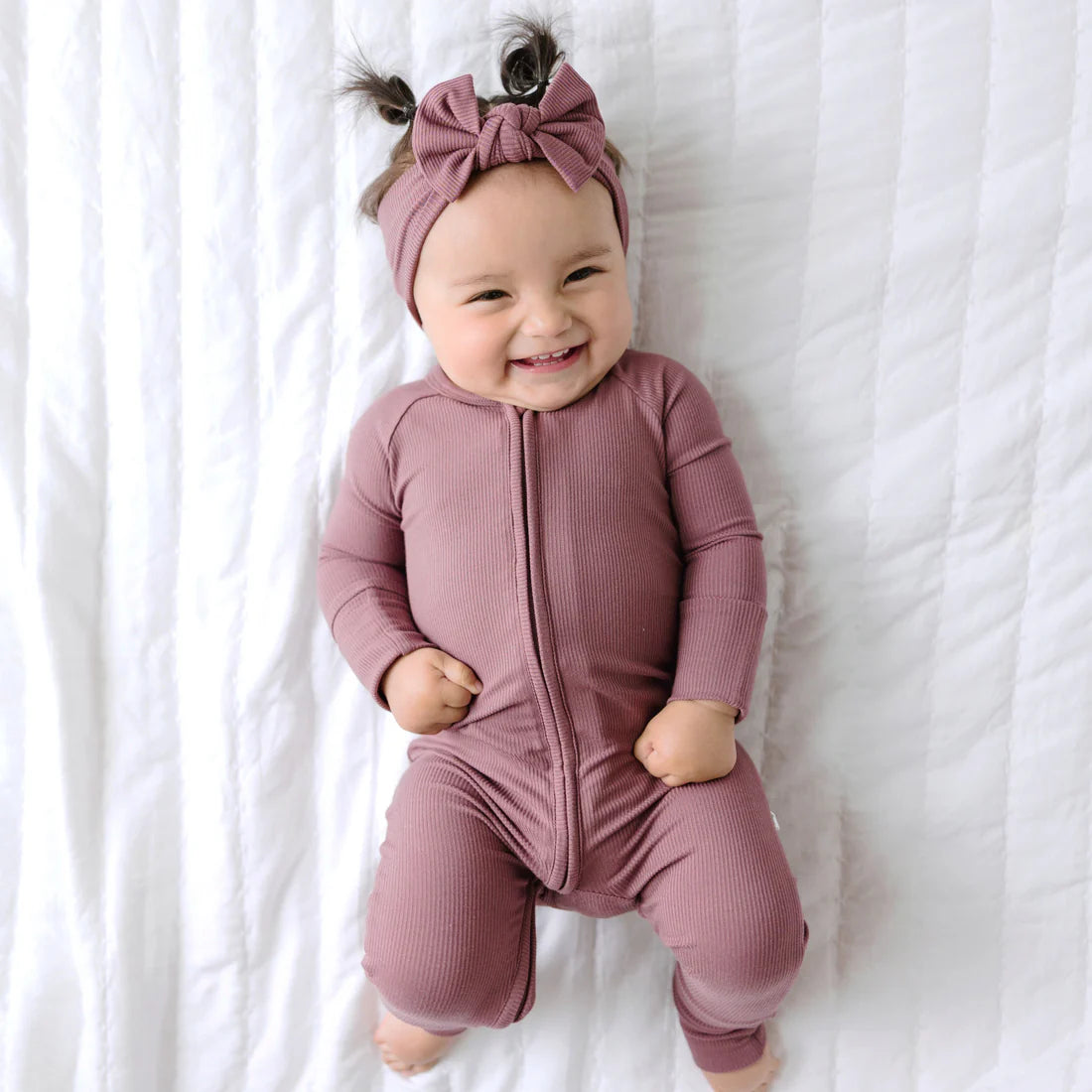 Bamboo Sleeper w/ Fold-Over Feet | Plum (Small Ribbed)