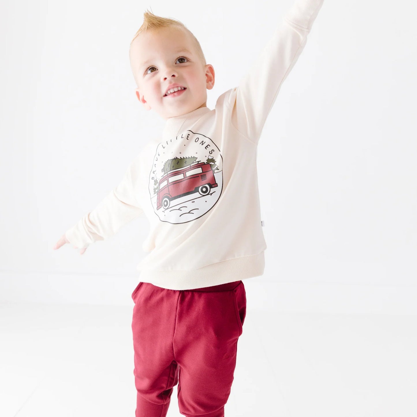 Maroon VW on Cream Bamboo French Terry Pullover