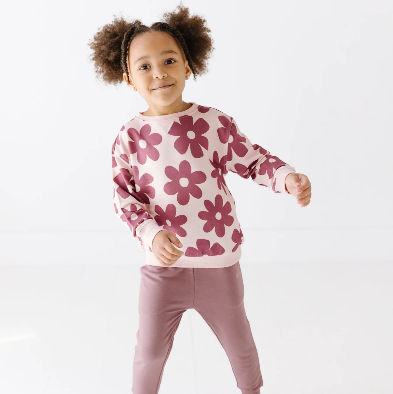 Floral Mauve Bamboo French Terry Pullover