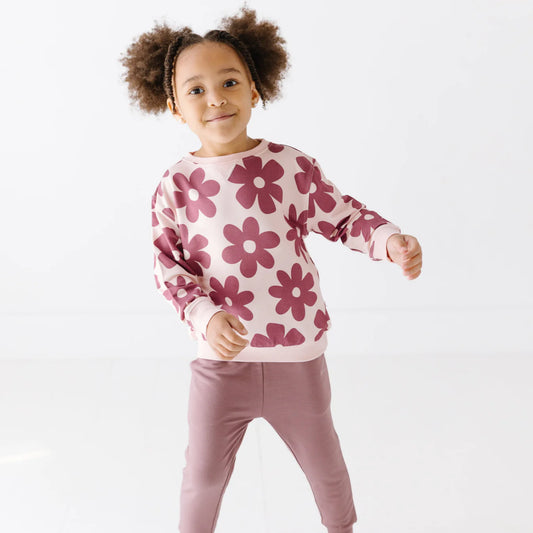 Floral Mauve Bamboo French Terry Pullover