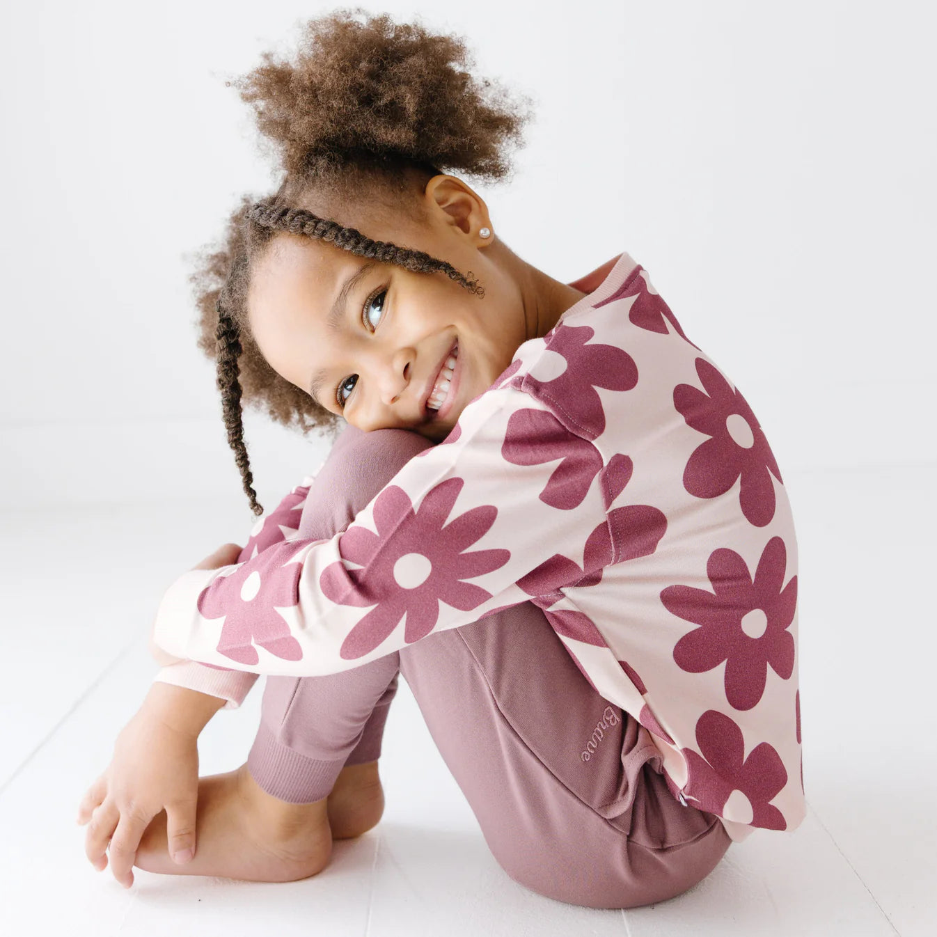 Floral Mauve Bamboo French Terry Pullover
