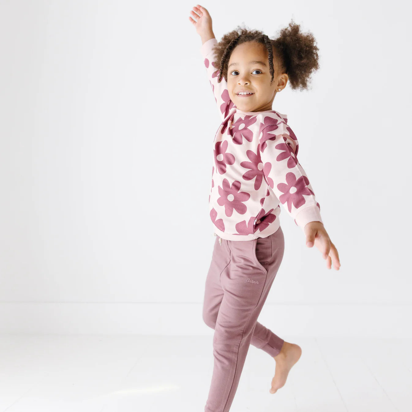 Floral Mauve Bamboo French Terry Pullover