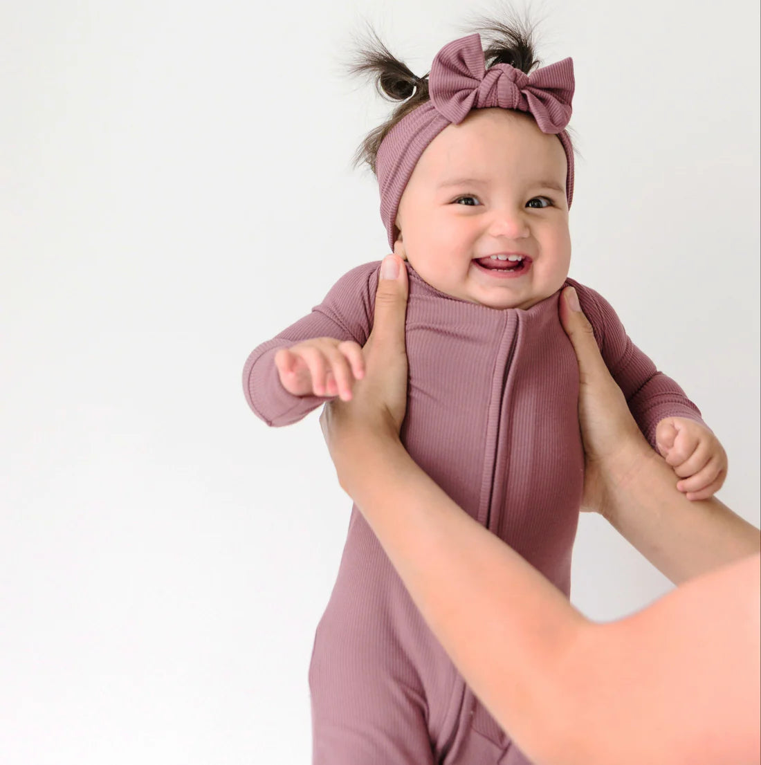 Bamboo Sleeper w/ Fold-Over Feet | Plum (Small Ribbed)