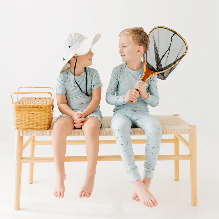 Shorts Two-Piece Bamboo Set | Gone Fishing (Ribbed)