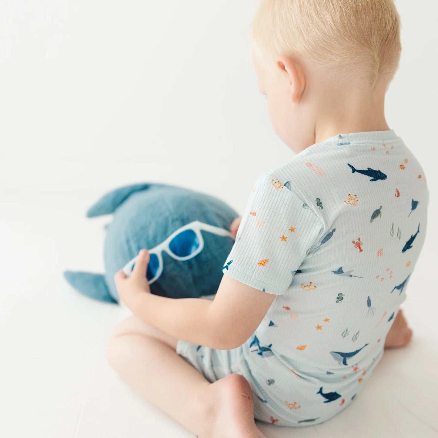 Shorts Bamboo Pajama Set | Under The Sea (Ribbed)