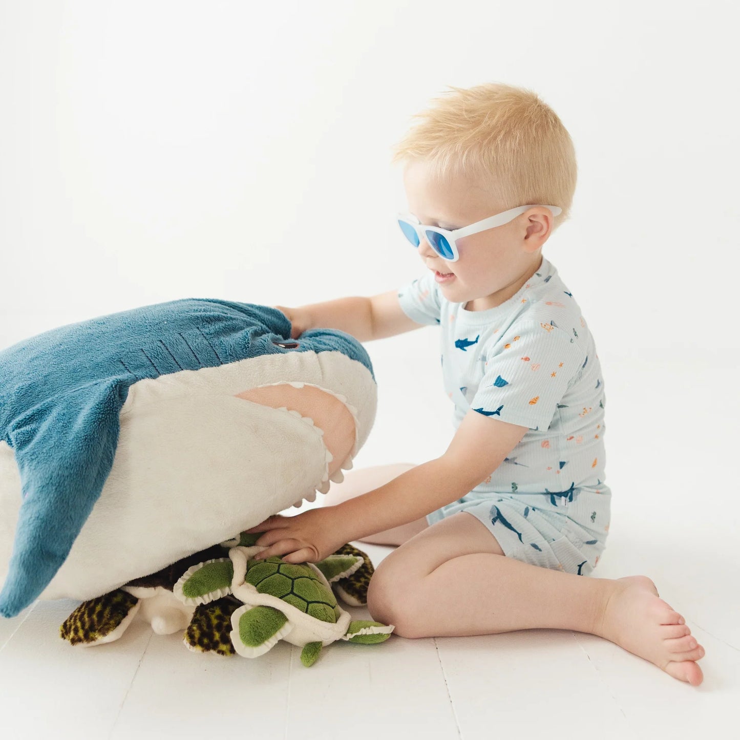 Shorts Bamboo Pajama Set | Under The Sea (Ribbed)