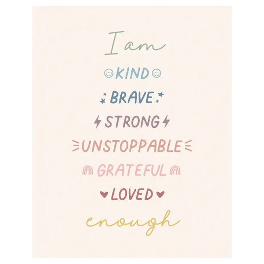 Affirmations Banner (Muted Rainbow) | Kids Wall Hanging