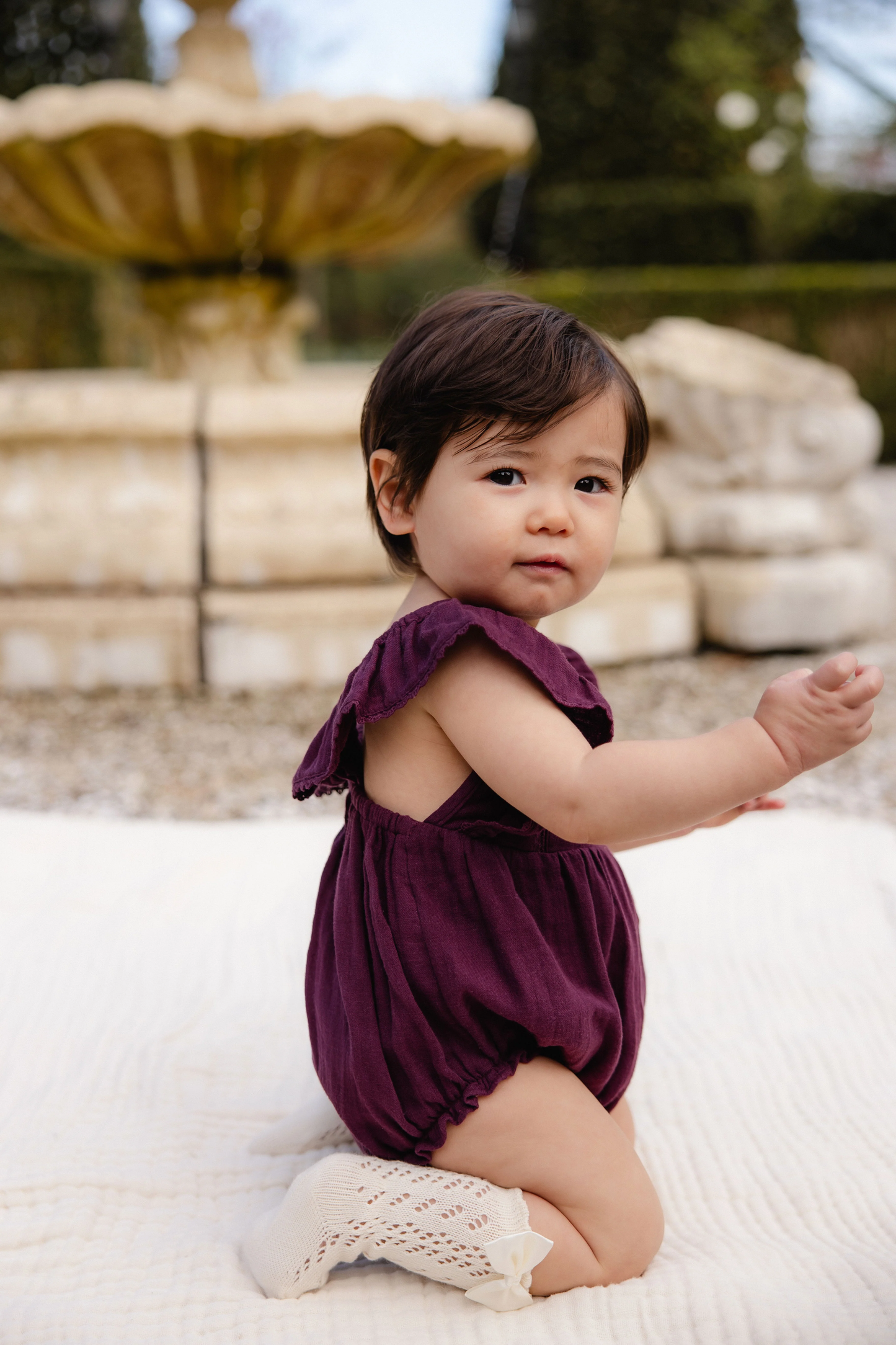 Organic Cotton Muslin Beatrice Romper | Fig