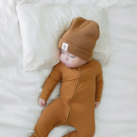 Ribbed Convertible Zip Sleeper | Camel