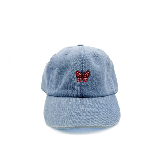 Tiny Butterfly Baseball Hat | Denim