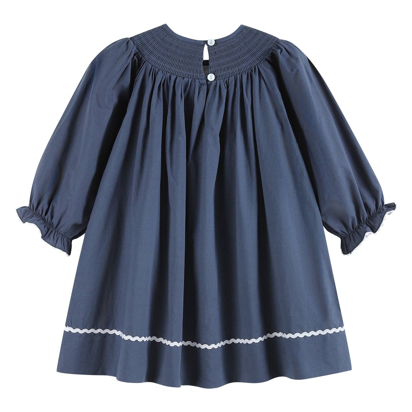Nativity Long Sleeve Smocked Bishop Dress | Navy Blue