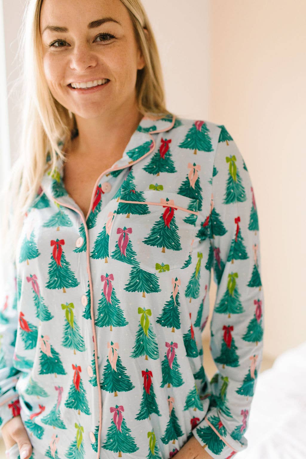 Women's Bamboo Button Pajama Set | Trim The Tree