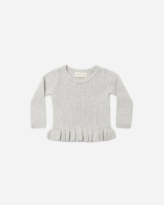 Rib Knit Peplum Top | Heathered Fog