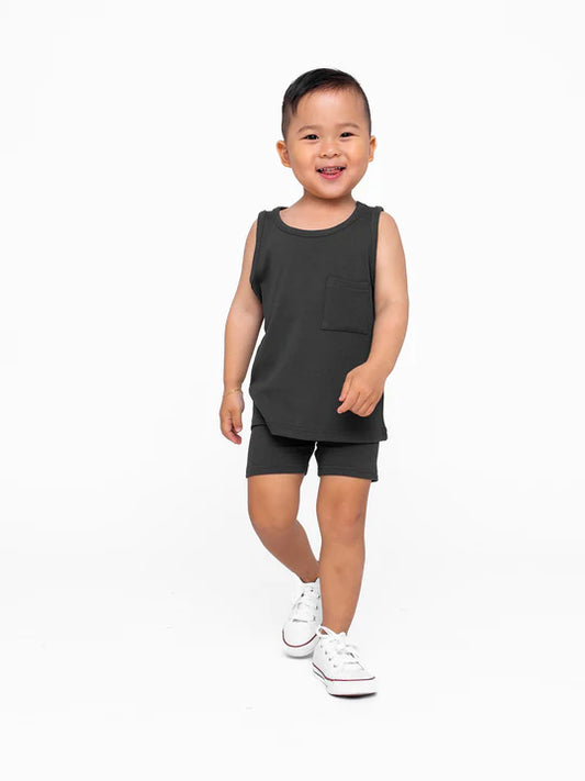 Ribbed Biker Short | Charcoal