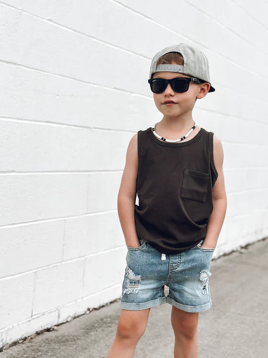 Ribbed Tank | Charcoal