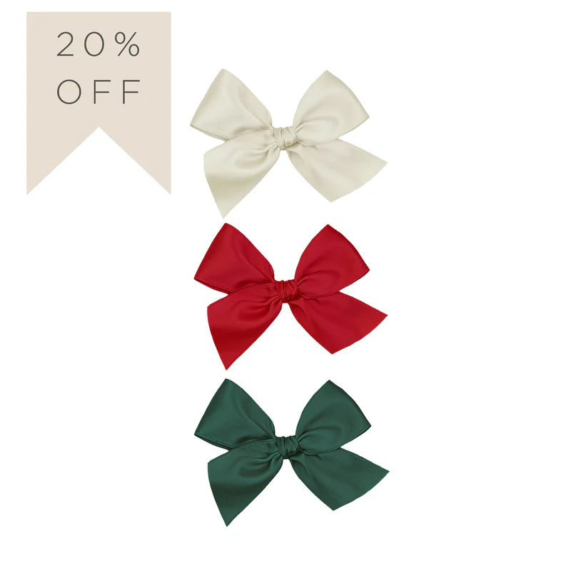 Satin Bow Clip 3-Pack | Ruby