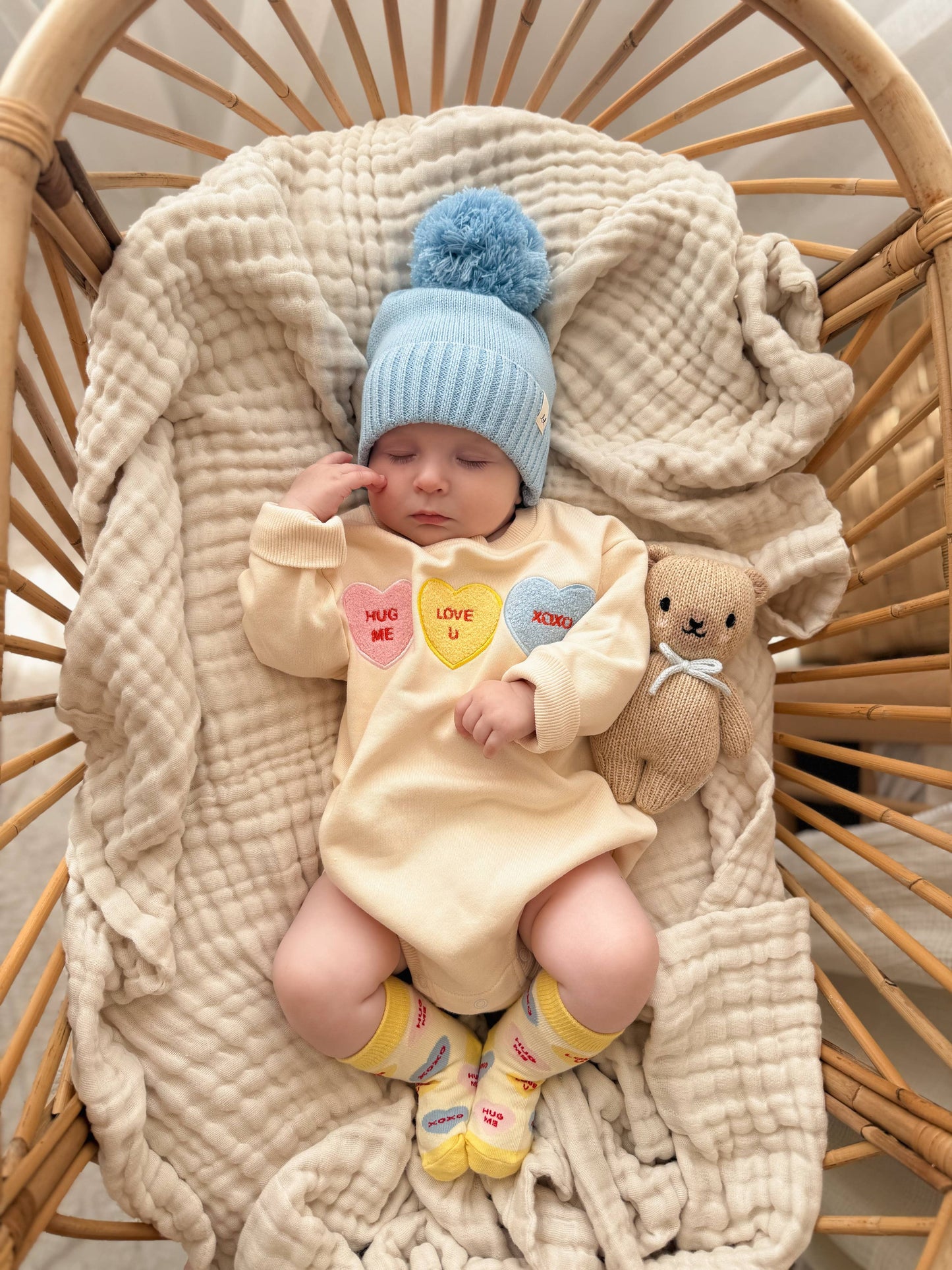 Candy Hearts Bubble Romper | Cream