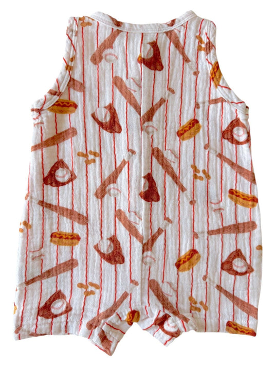 Muslin Shortie Romper | Baseball Game