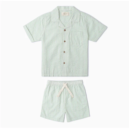Organic Shirt & Shorts Set | Basil Stripes