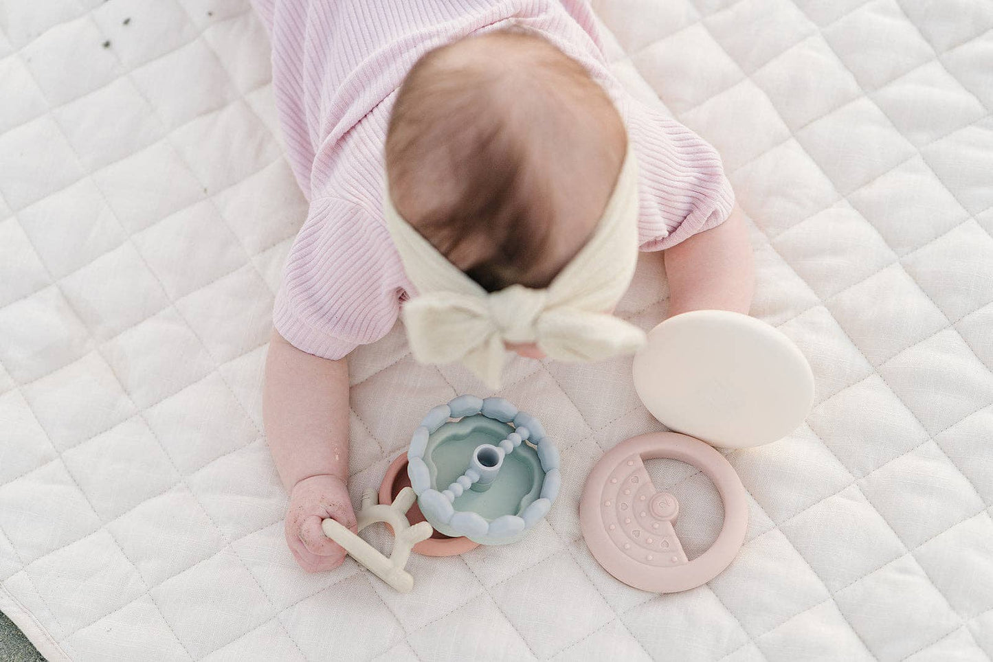 Classic Silicone Stacking Teething Ring Toy | Easter Basket