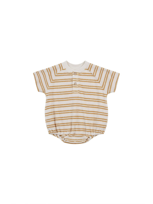 Terry Henley Romper | Honey Stripe