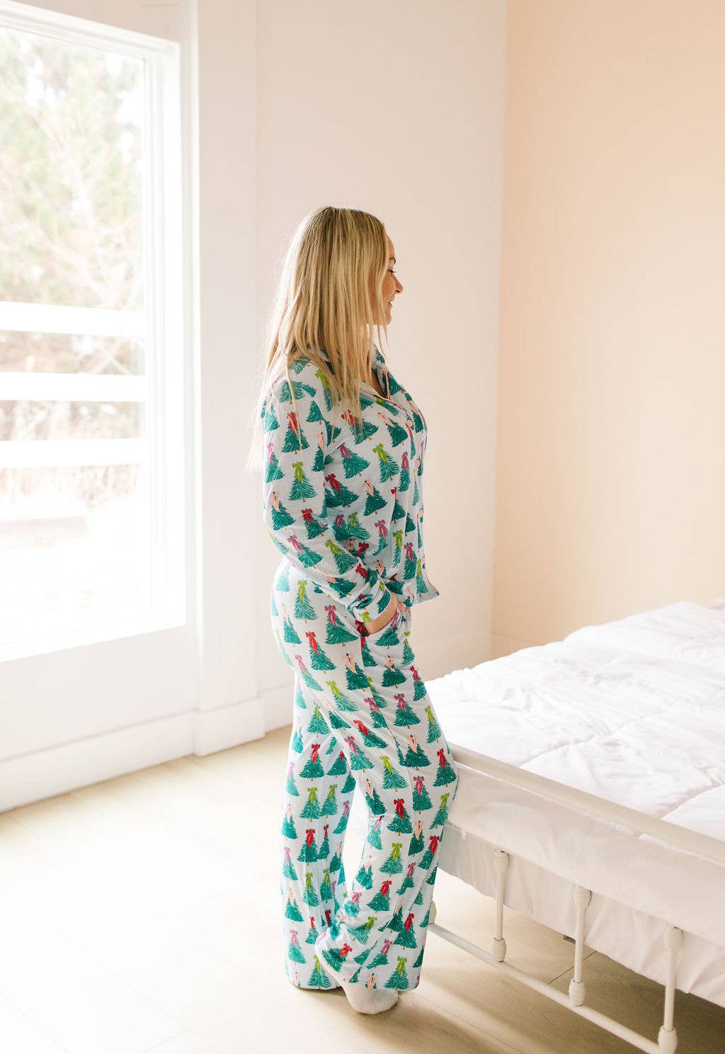 Women's Bamboo Button Pajama Set | Trim The Tree