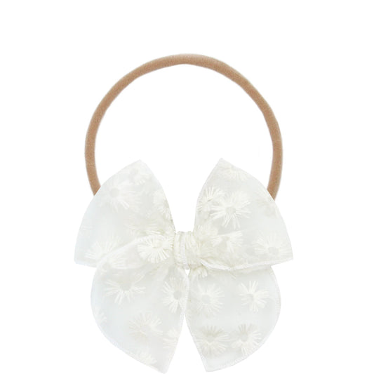 Daisy Lace Heirloom Bow | Nylon Headband