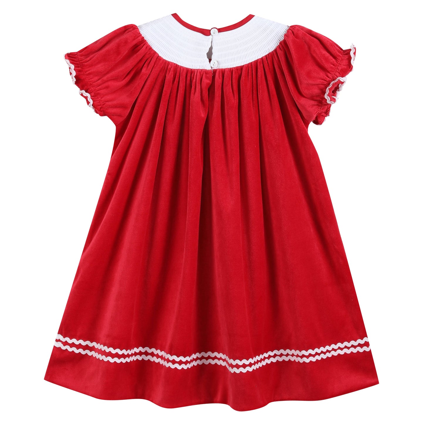 Nativity Smocked Bishop Dress | Red Velvet