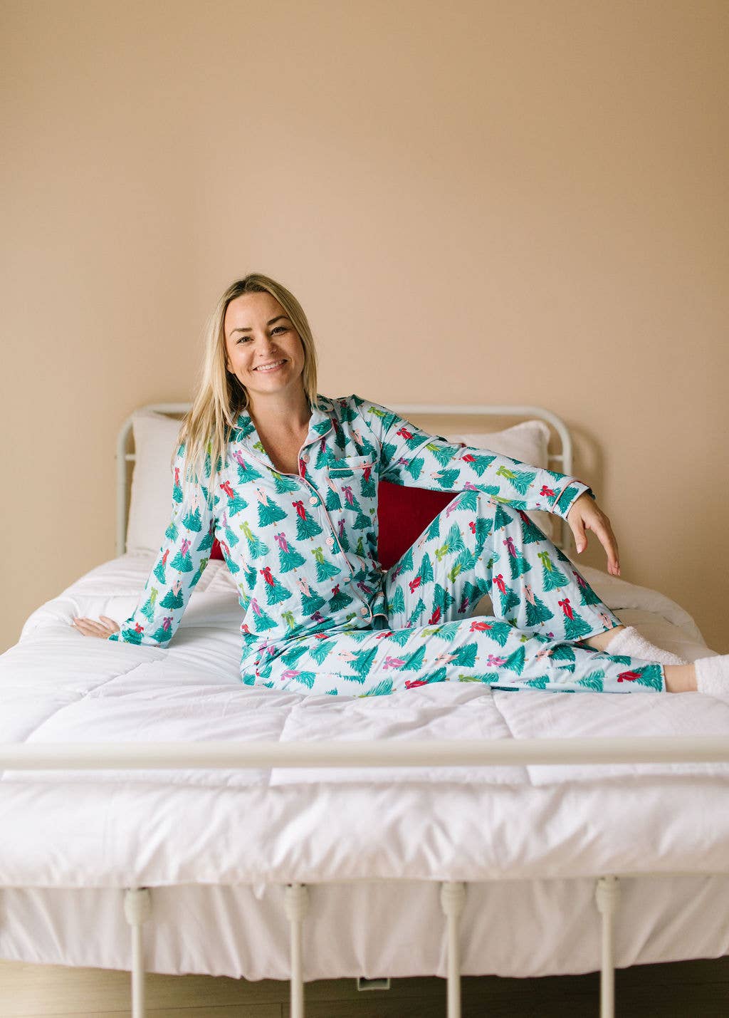 Women's Bamboo Button Pajama Set | Trim The Tree