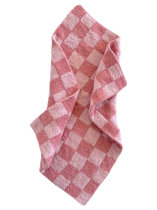 Phufy® Bliss Checkerboard Mini Blanket | Strawberry/Carnation