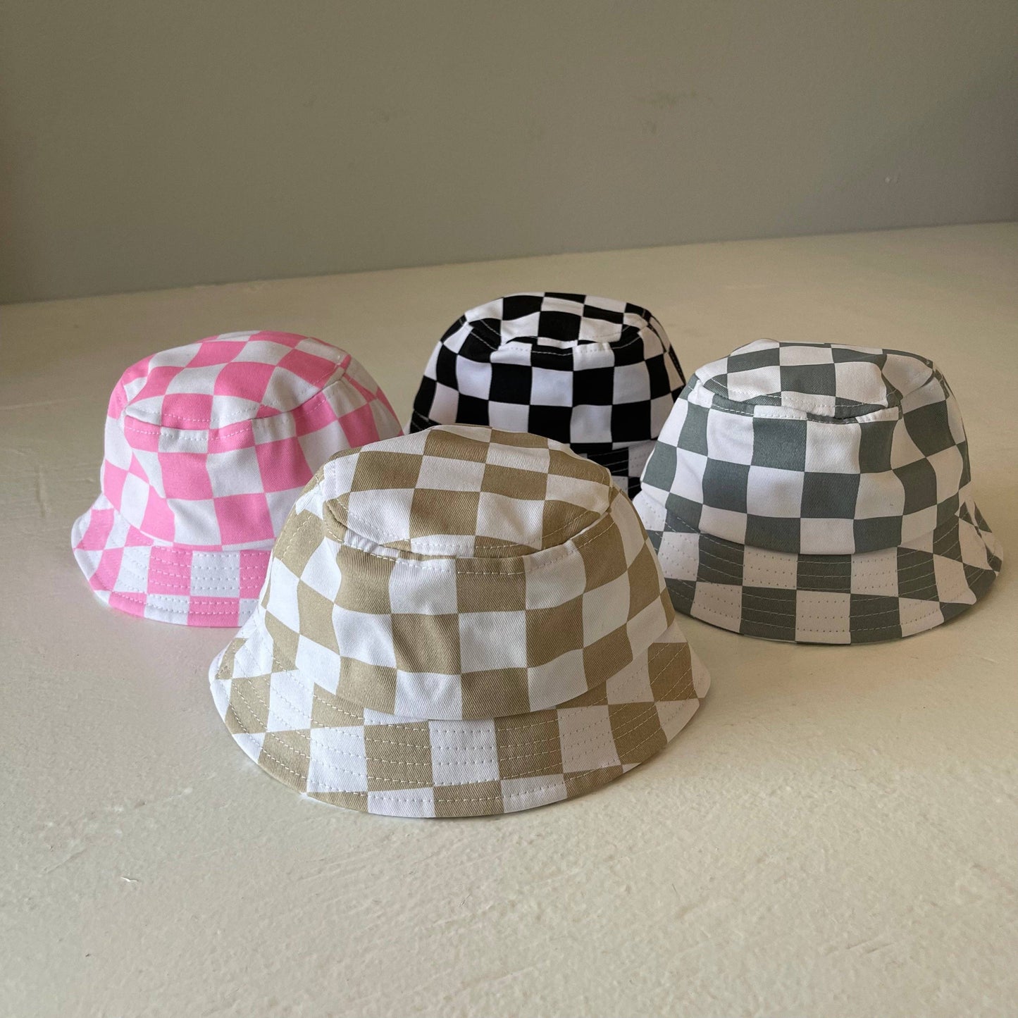 Kids Bucket Hat | Stone Blue Checkerboard